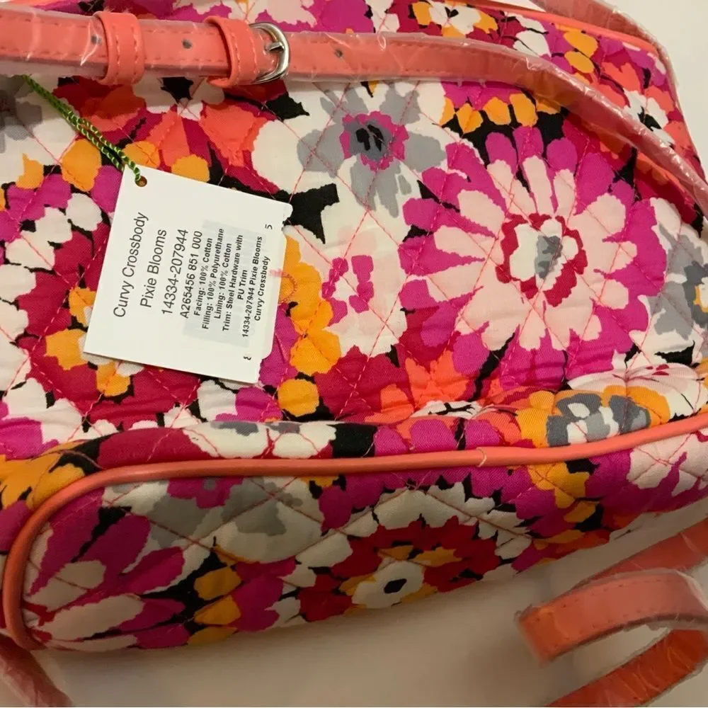 New Vera Bradley Pixie Blooms Shoulder Bag curvy crossbody Discontinued